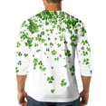 thumbnail image 5 of Men’s Long Sleeve Henley Shirt with Shamrock Print Casual Crew Neck Pullover Lightweight Top for Everyday Wear White S, 5 of 5