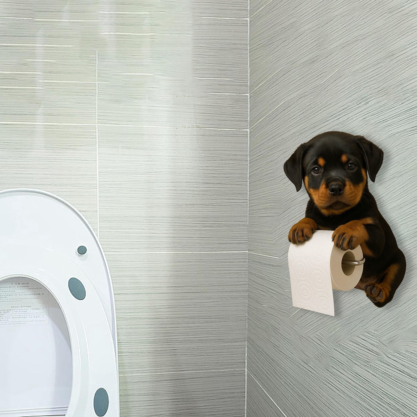 DUBF Dog Paper Towel Holder - Cute Puppy Wall Mounted Toilet Roll Dispenser - Pet Theme Bathroom Tissue Storage for Home RV Dorm Kitchen for Dog Lovers