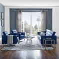 thumbnail image 3 of Modway Loft 3 Piece Tufted Faux Leather Sofa Set - Silver Navy, 3 of 5