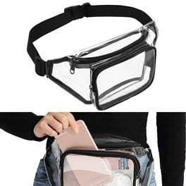 2 1pcs Waterproof Clear Fanny Packs TSV Stadium Approved Waist Bag Black Belt Bag with Adjustable Strap for Concerts