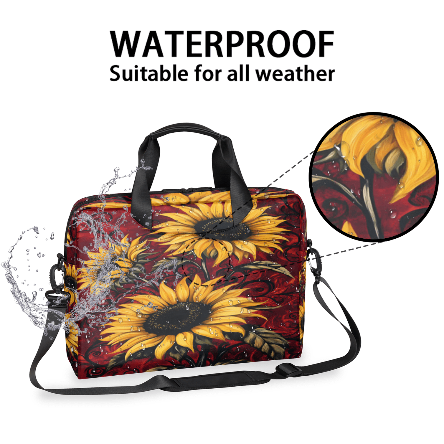 Herdesigns Sunflower Laptop Bag for Women Men, Computer Case Briefcase Messenger Bags, 15-15.6 inch Laptop Sleeve Shoulder Bag