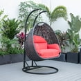 thumbnail image 4 of LeisureMod Mendoza Charcoal Wicker Hanging 2 Person Egg Swing Chair with Stand & Red Cushions, 4 of 9
