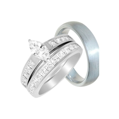 Laraso Co His Hers Wedding Rings Set Cheap Wedding Bands For
