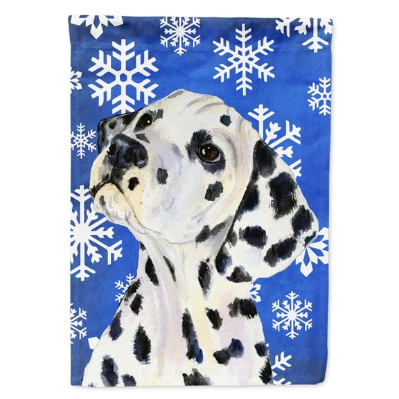 Carolines Treasures SS4630-FLAG-PARENT Dalmatian Winter Snowflakes Holiday Flag  multicolor