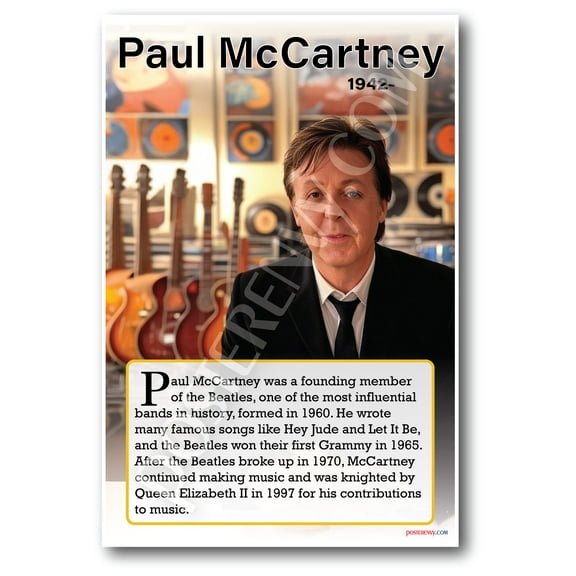 Paul Mccartney - Beatles Musician - Biography Poster 18 x 12 inch