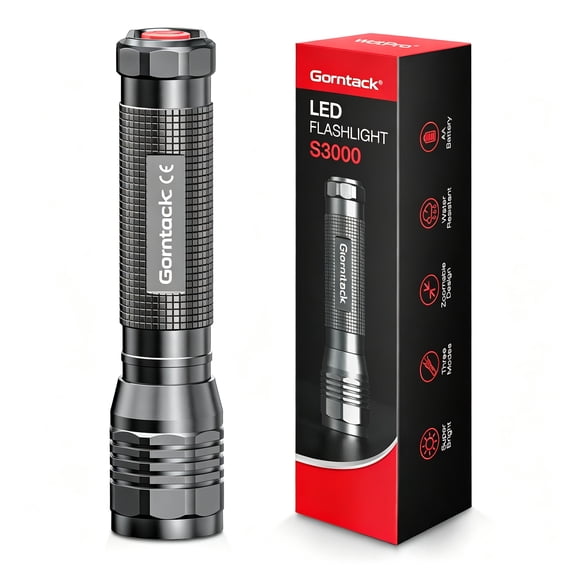 Gorntack S3000 LED Flashlight OSRAM P8 Super Bright Zoomable for Camping Emergency