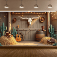 thumbnail image 2 of Vintage Western Decor Cowboy Skull Barn Backdrop for Birthday Party Photography Children Event Celebration, 2 of 9