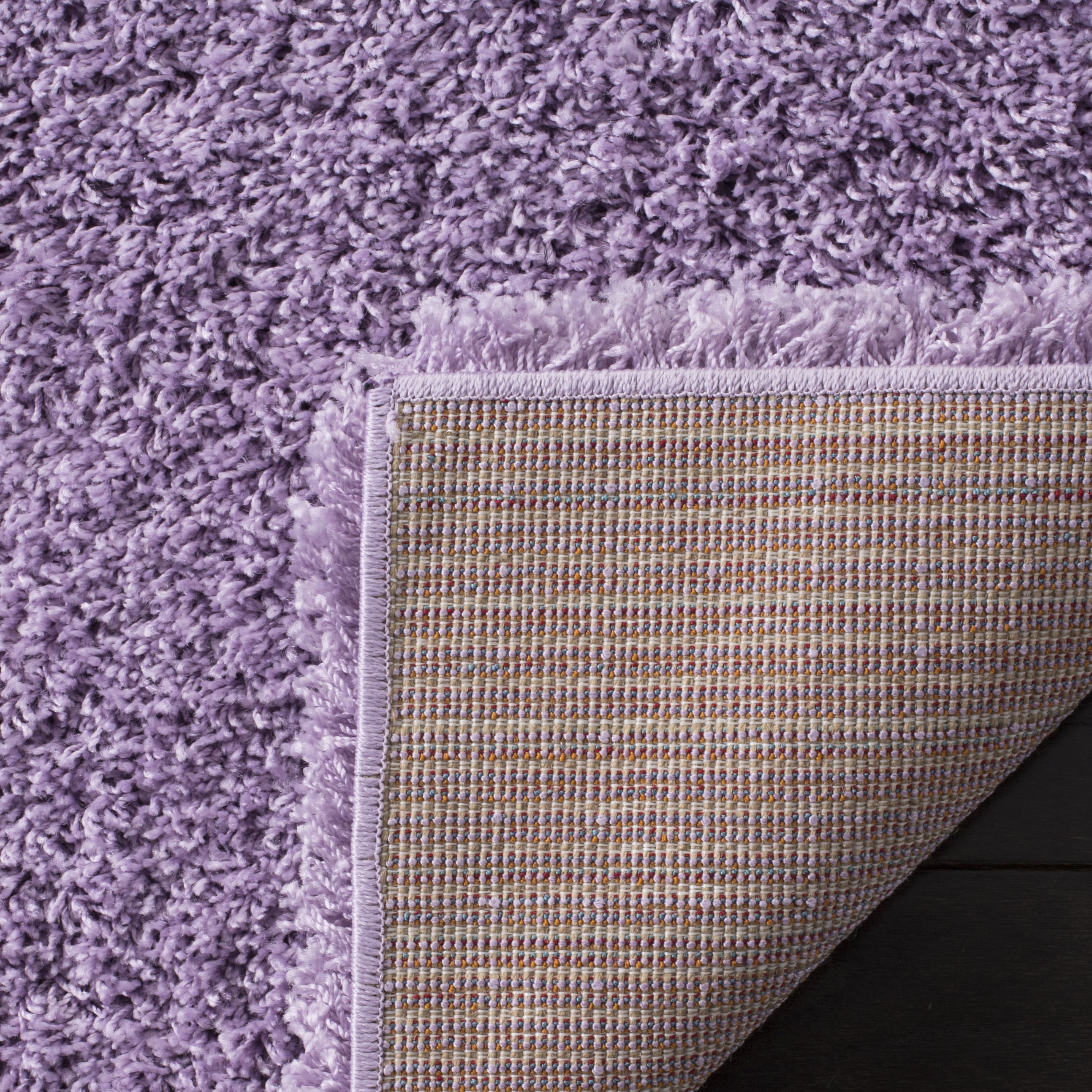 SAFAVIEH Laguna Neven Solid Shag Area Rug, Lilac, 5'3" x 5'3" Round