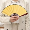 thumbnail image 6 of Yellow Yellow Silk Folding Hand Fan 8-Inch Wedding Dance Accessory Traditional Design Party Favor Compact Portable Fan With Ornate Decorative Patterns #21347, 6 of 7
