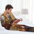 thumbnail image 6 of Naloa Sunshine Flower Meditating Cat Men’s Pajamas Set - Long Sleeve Button Down Sleep Shirt and Pajama Bottoms Sleepwear Set-X-Large, 6 of 7