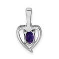thumbnail image 4 of 925 Sterling Silver Polished Amethyst and Diamond Pendant Necklace 16x10mm Wide Pendant for Women, 4 of 4