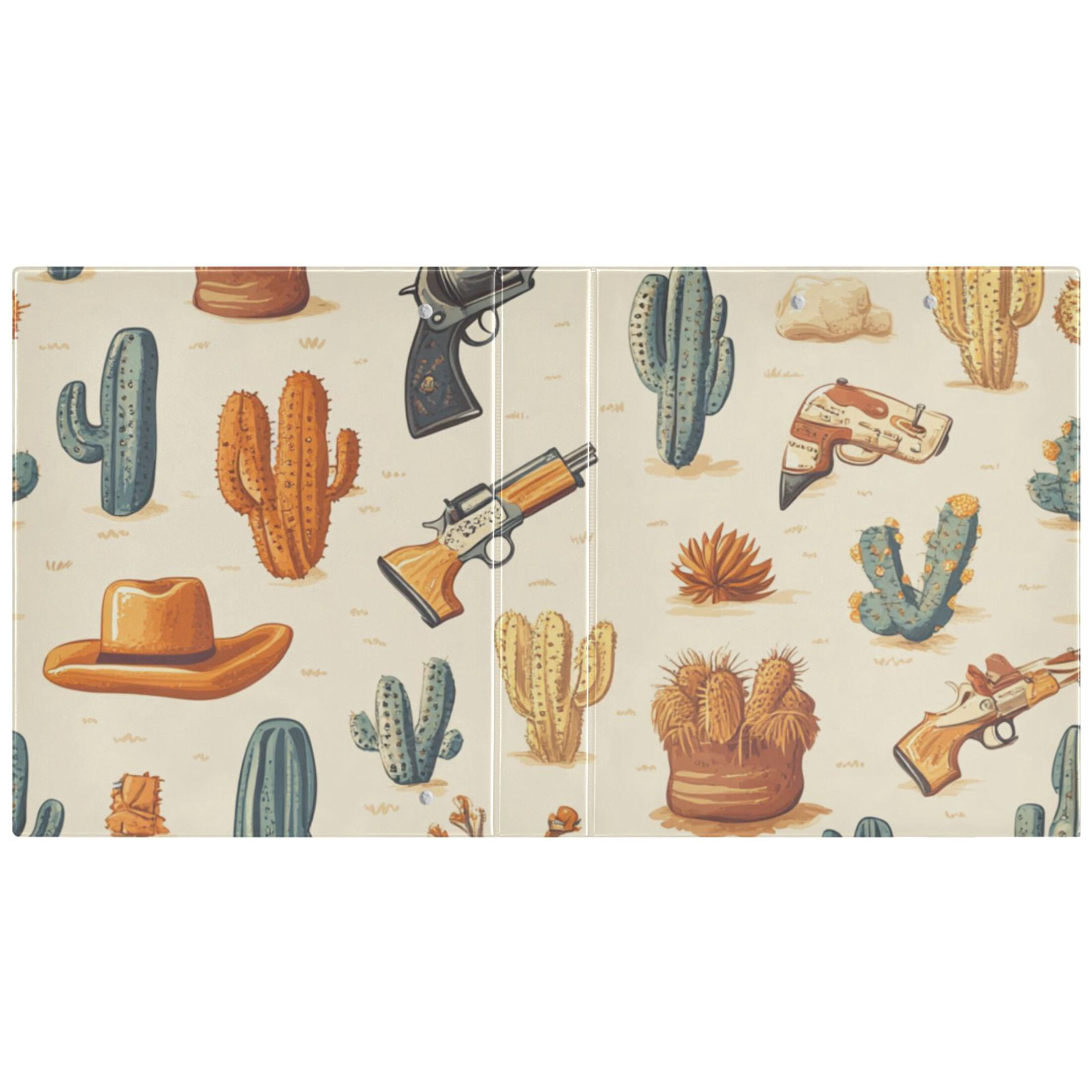 Wild West Hats Cactus 3 Ring Binders 1.5 inch Hardcover File Folders with Interior Pockets A4 Size Organizer for School Office Hospital Set of 2