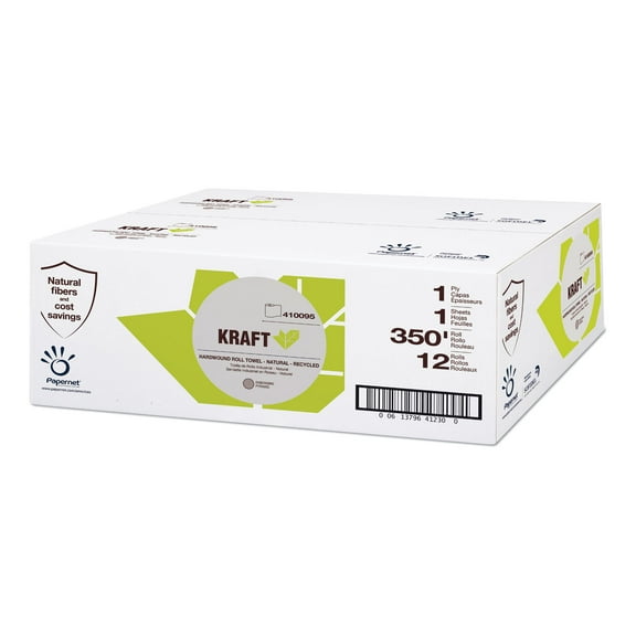 Heavenly Soft Hardwound Paper Towel, Kraft, 1-Ply, 5.5" X 5.5", Brown, 350 Ft/roll, 12 Rolls/carton | Bundle of 5 Cartons