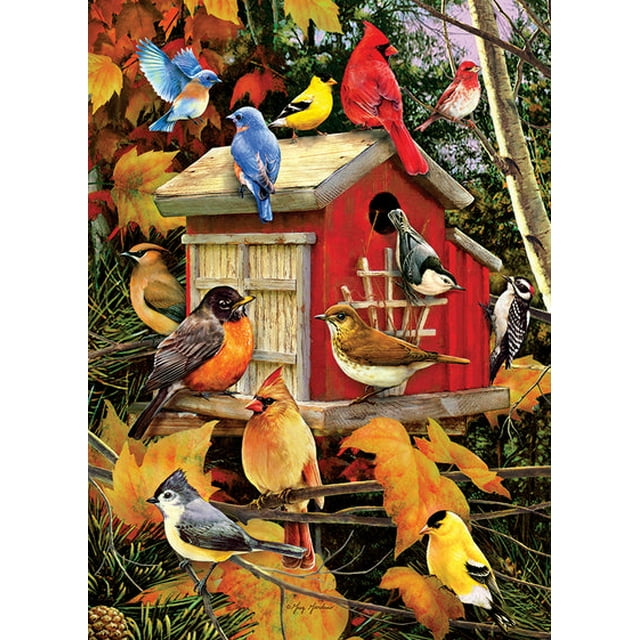 Cobble Hill 500 Piece Puzzle - Fall Birdhouse - Sample Poster Included