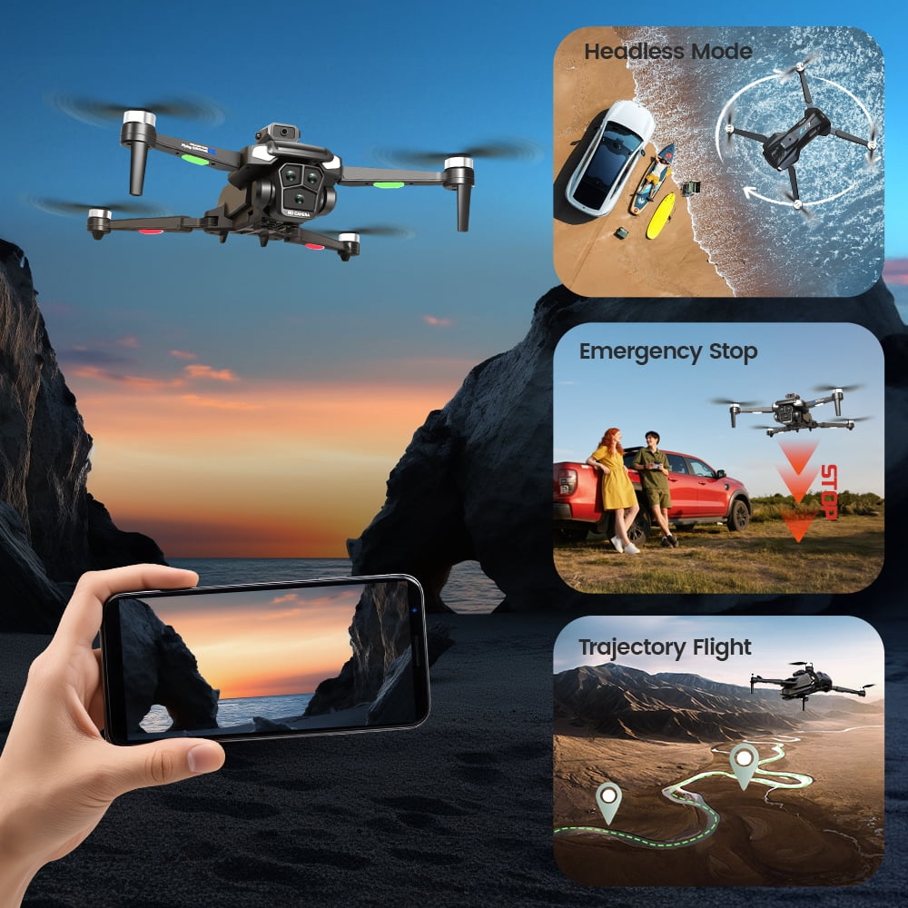 JoyStone FPV Drone with 720P HD Camera for Beginner, 720P Foldable RC Quadcopter with Brushless Motor, Optical Flow, 2 Batteries, Great Gift Toy for Kids Adults, Black