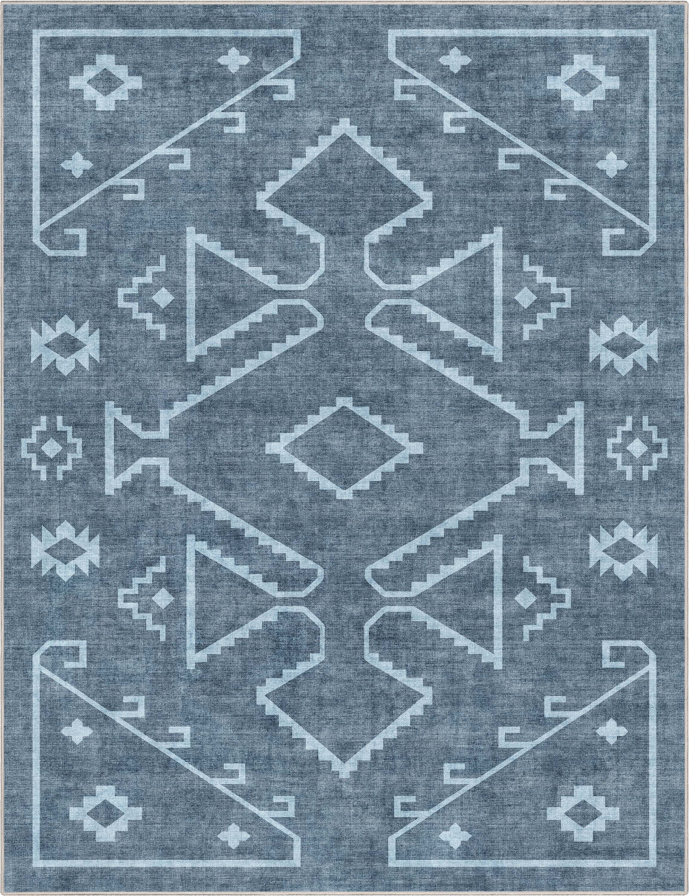Well Woven Apollo Bottineau Vintage Southwestern Blue Flatweave 7'7" x 9'10" Area Rug