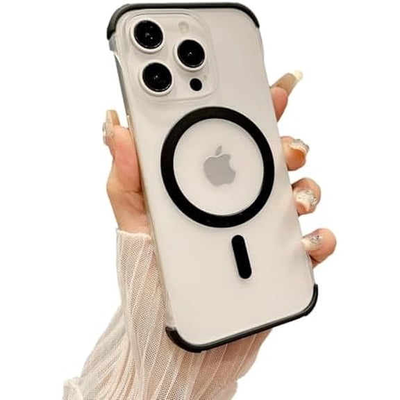 Frameless Matte Clear Magnetic Phone Case for iPhone, Compatible with (Black,iPhone 14 Pro Max)