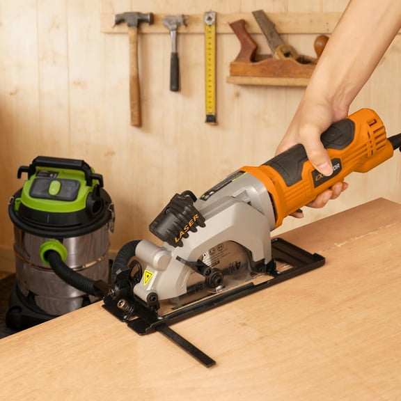 Power Circular Saw, 4.8A Mini Circular Saw with Laser Guide, 4000RPM Corded Saw Equipped with 3 Pcs 4-1/2" Blades