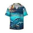 thumbnail image 5 of Daiia Hawaiian Ship Dolphin Men's Linen Shirts Short Sleeve Casual Shirts Button Down Shirt for Men Beach Summer Wedding Shirt-X-Large, 5 of 6