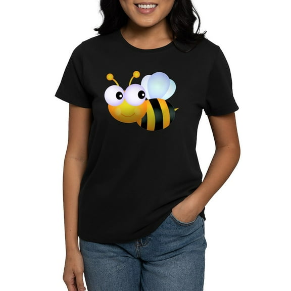 CafePress - Cute Cartoon Bumble Bee Women's Dark T Shirt - Women's Traditional Fit Dark T-Shirt