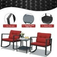 thumbnail image 5 of Patiojoy 3 PCS Patio Rattan Wicker Chair Table Set Wicker Rattan Furniture Red, 5 of 6