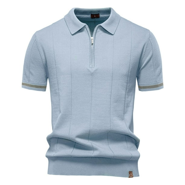 pstuiky camisetas de hombre, Suéter informal de manga corta con cuello vuelto, cómodo y liso para hombre camisetas de hombre xxl
