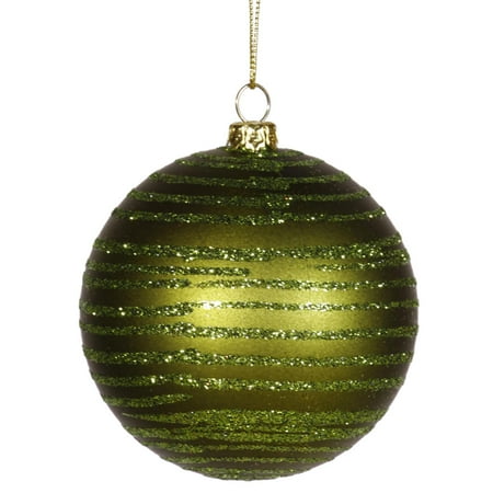 olive green glitter striped shatterproof christmas ball olive green glitter striped shatterproof christmas ball