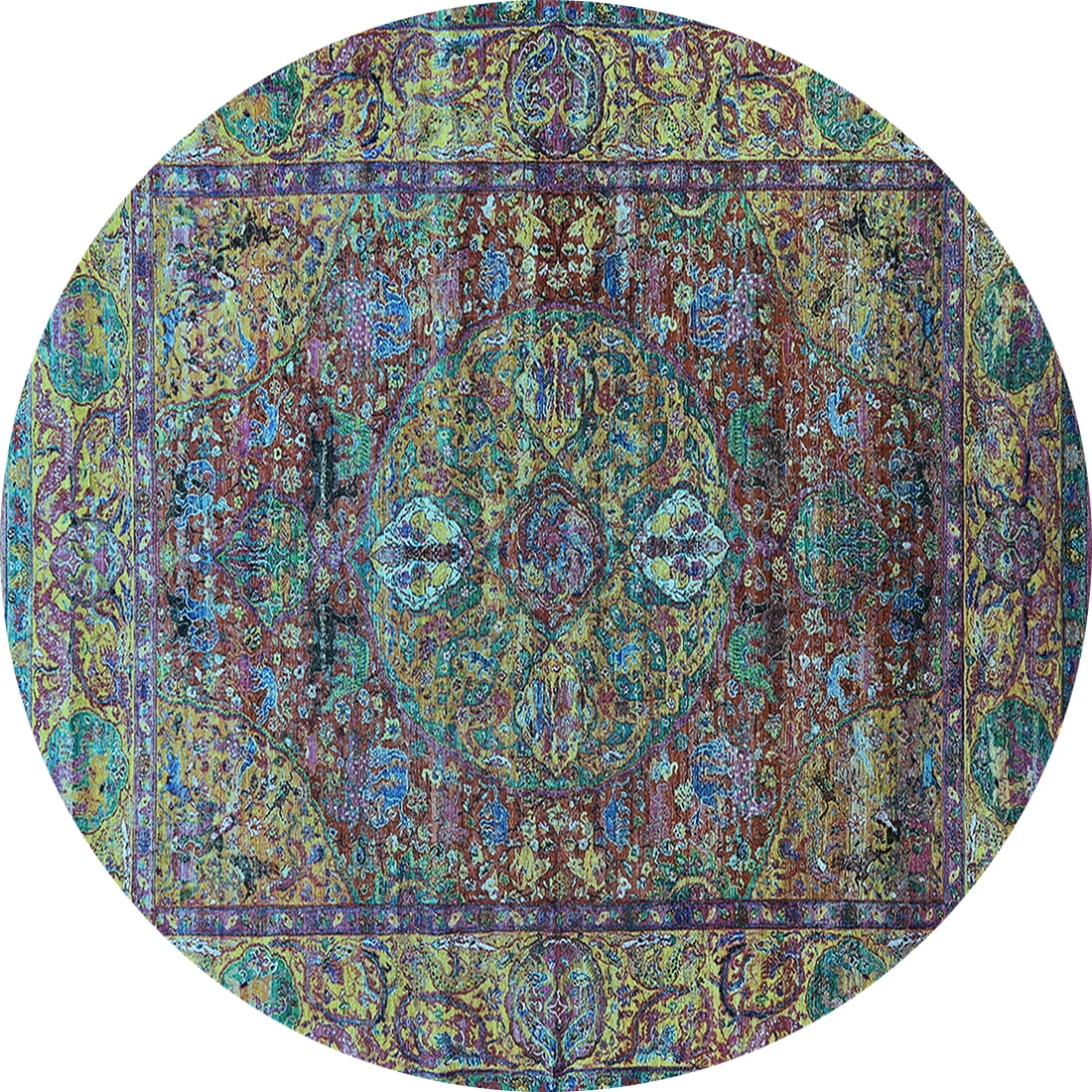 Ahgly Company Indoor Round Oriental Light Blue Industrial Area Rugs, 6 ...