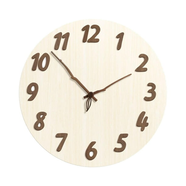 Reloj de pared de madera con diseño de arte de pared silencioso, moderno, rústico, creativo y decorativo, para comedor, cocina, hogar, estudio y decor