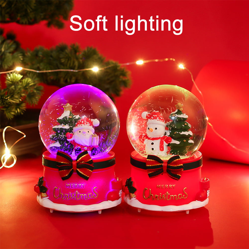 Snow Globe Christmas Glass Water Globe with Music Red Car Water Ball Decoration Musical Crystal Ball，Santa