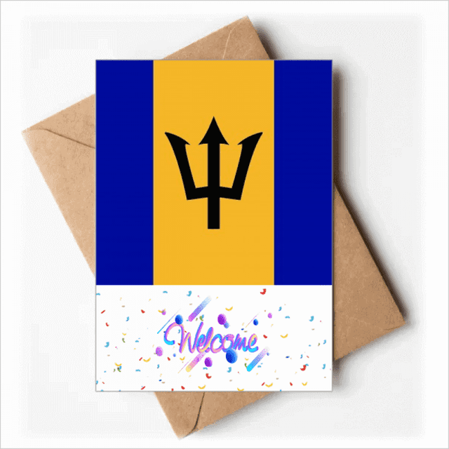 Barbados National Flag North America Country Welcome Back Greeting Cards Envelopes Blank