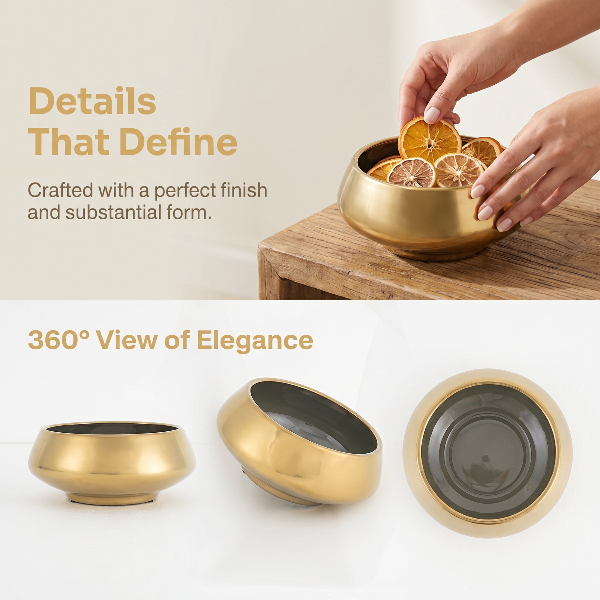 Unique Bargains Irregular Ceramic Decorative Bowl & Catchall Tray Gold 6.1" x 6.1" x 2.8"
