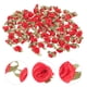 thumbnail image 5 of Rosas de tela de 100 piezas con hojas mini arcos de cinta de cinta de tela apliques de flores artificiales para la costura, 5 of 6