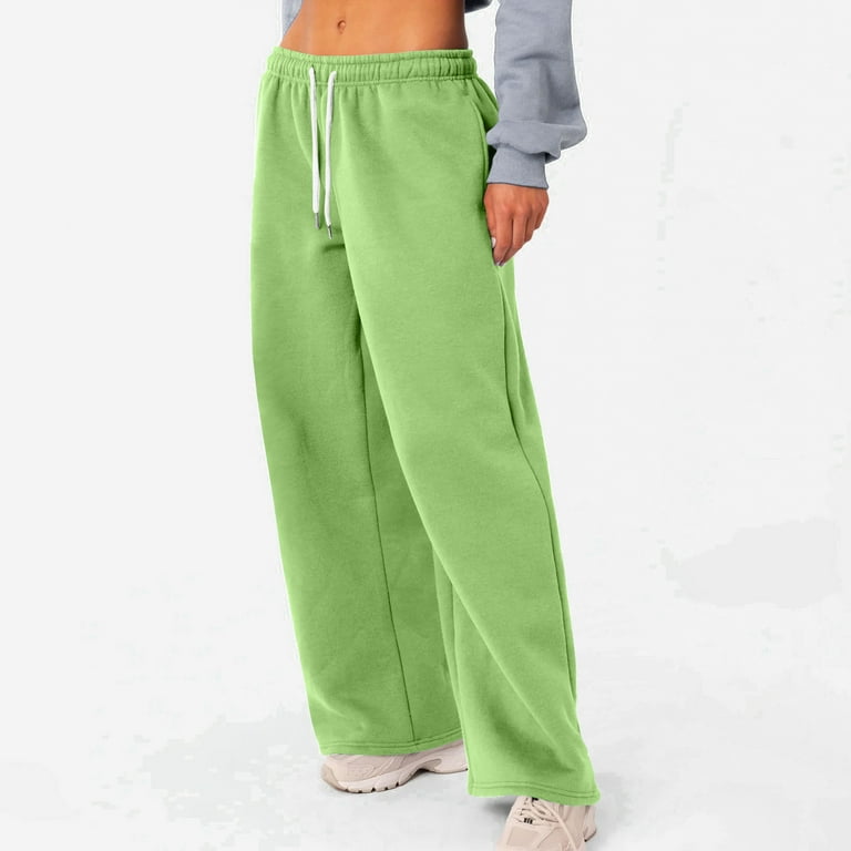 Susanny Womens Sweatpants Petite Plus Wide Leg High Waisted Straight Leg with Pockets Drawstring Elastic Waist Sweatpants for Juniors Workout Cute