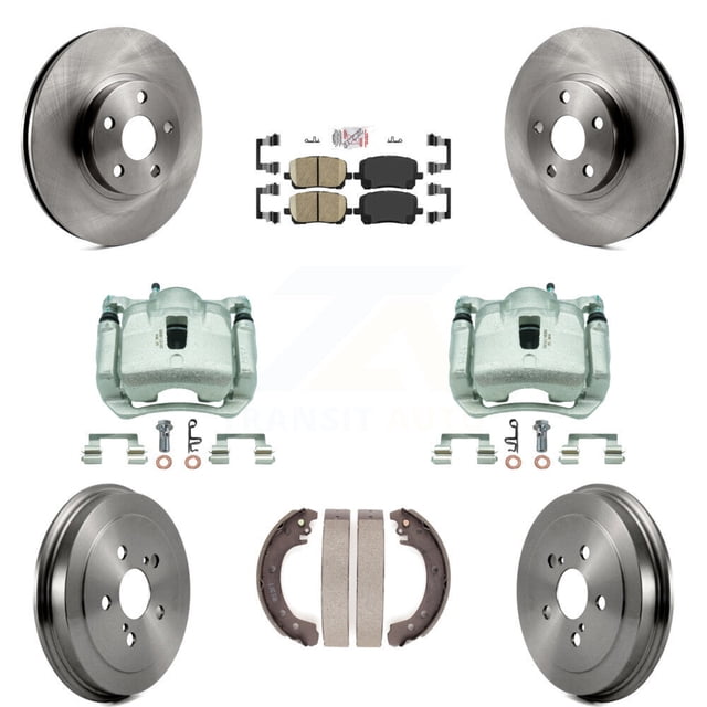 Transit Auto Front Rear Disc Brake Caliper Rotors Drums Ceramic Pads Kit (8Pc) for Car Toyota Corolla KC8-101591N