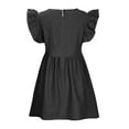 thumbnail image 5 of SELONE Denim Dresses for Women Fitted Summer Casual Denim Mini Ruffle Fashion Retro Loose Cuff Short Skirt Summer Dresses for Women Midi Dresses for Women for Everyday Wear Beach Vacation Black XXL, 5 of 8