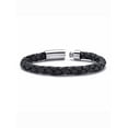 thumbnail image 2 of PalmBeach Jewelry Men's Black Leather Bracelet with Stainless Steel Slip Lock Closure 9" or 10", 2 of 5
