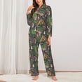 thumbnail image 2 of Yiaed Forest Animals And Plants Print Pajamas Women's Long Sleeve Sleepwear Soft Button Down Loungewear Pjs Lounge Set Nightwear Womens Pajama Pants-Small, 2 of 7