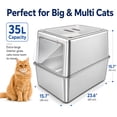 thumbnail image 6 of XXL Stainless Steel Litter Box, Metal Cat Litter Box with Lid for Large Cats & Multiple Cats, Odor Control, Anti-Leak & Easy Clean, Rectangle Lid, 6 of 7