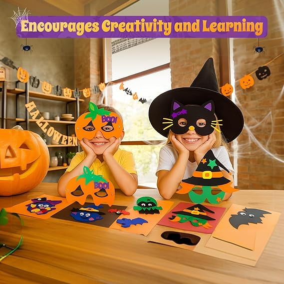 4E's Novelty 24 Pack Halloween DIY Masks Craft for Kids, Self-Adhesive Foam, Ages 3+