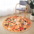 thumbnail image 2 of Round Rug 4ft Washable Non Slip Low Pile Boho Floral Circular Rug for Bedroom, Bathroom, Entryway, Kids Room, 2 of 7