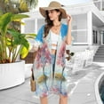 thumbnail image 5 of BZSMCE Women Creatively Cherry Blossom Serenity Print Beach Cover-ups Size:S-2XL, 5 of 7