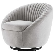 ArmTufted Chair Swivel Accent Tufted Chair, Black Grey Gray, Fabric, Modern Contemporary, Living Lounge Cafe Room Hotel Lobby Hospitality