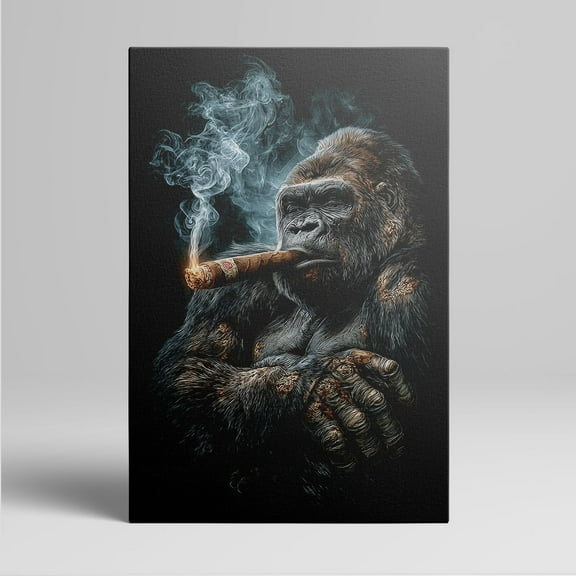 1pc Stylish Gorilla Smoking Cigar Framed Decor room hanging Wall Picture Decor for Home Gifts, living room, bathroom, bedroom, kitchen wall art decor canvas wall art
