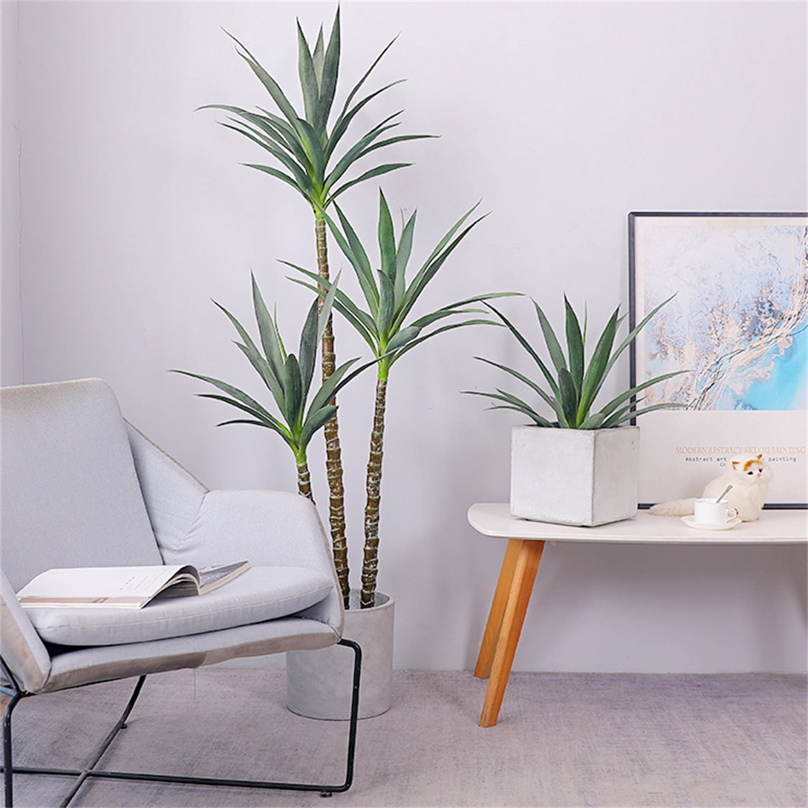 Artificial Agave Plant Tree,6Ft Fake Agave Plant with 3 Heads in Pot,Fake Tree for Home Decor Indoor or Outdoor Office Decoration Housewarming