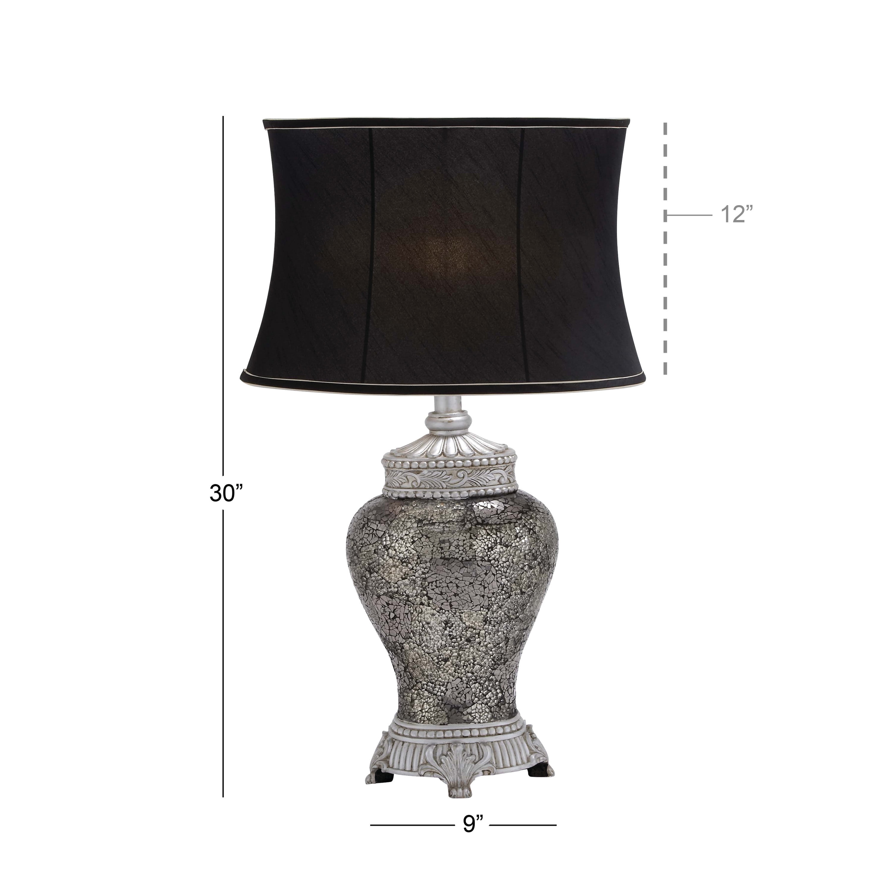 DecMode 30" Silver Table Lamp with Black Fabric Shade