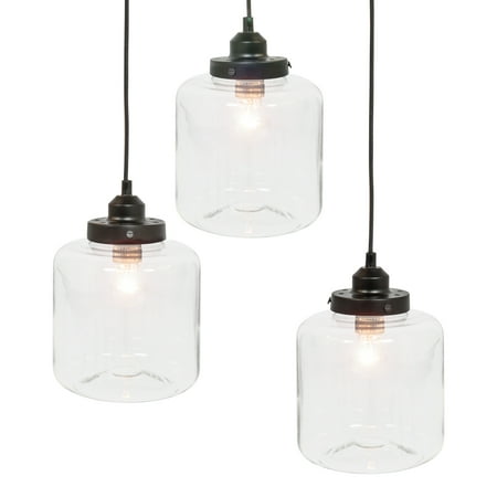 Large Pendant Lighting Fixture - Best Choice Products 3-Light Jar Pendant Chandelier Hanging Light Fixture w/ Bulb Included - Black