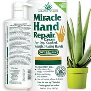Miracle of Aloe Miracle Hand Repair Cream 32 oz with Pump - Healing Aloe Vera Lotion for Dry, Cracked Hands with 60% Ultra Aloe Gel - Moisturizes, Softens, and Repairs - Non-Greasy, Lightly Scented