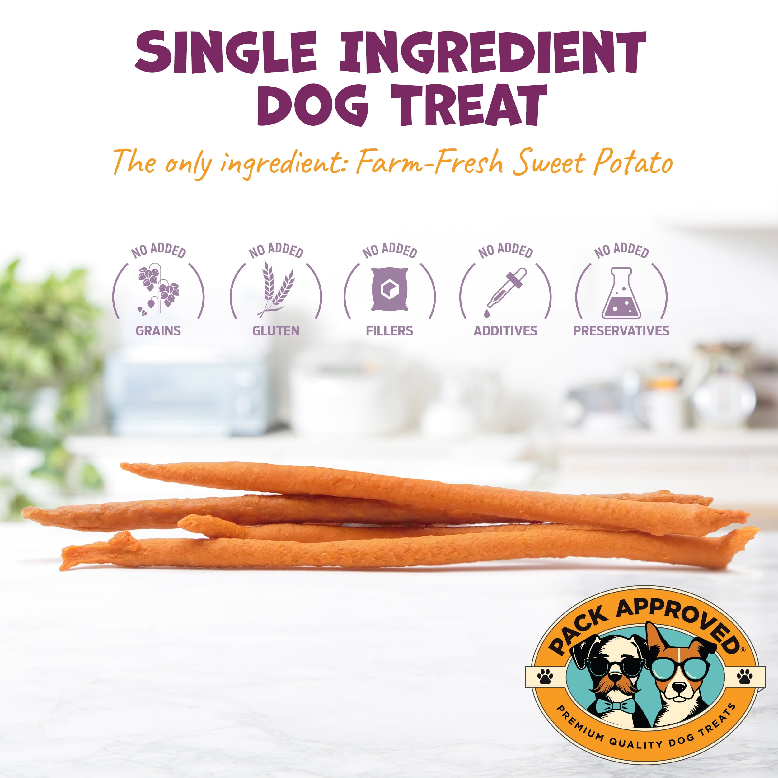 Pack Approved Sweet Potato Dog Treats for Dogs, 7.5 oz