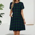 thumbnail image 2 of Blackwatch Tartan Modern Cute Blue And Green Plaid Dress Summer Street Style Dresses Female Short Sleeve Printed Sundress, 2 of 7